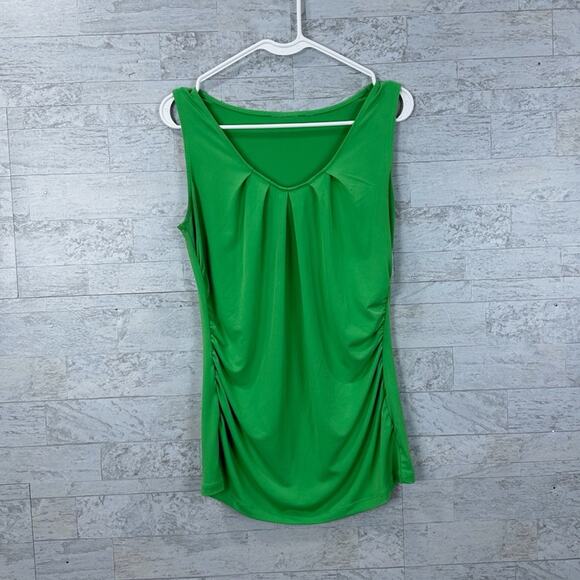 Green sleeveless loose fit ruched tank top / blouse - Picture 1 of 3